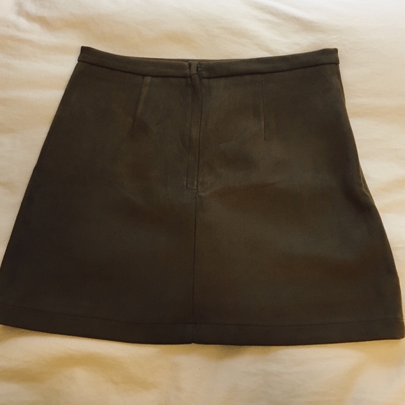 Olive Suede Mini Skirt - Picture 6 of 6